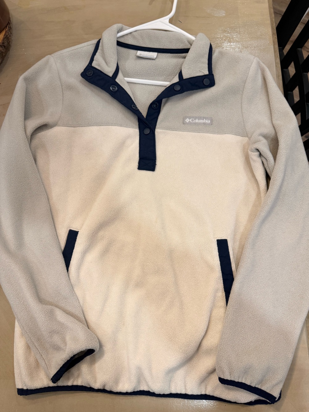Columbia Women’s Cream Fleece Jacket with Navy Trim